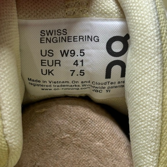 NEW ON Running Cloud Hi Endive Yellow Womens Size 9.5 - Picture 7 of 7